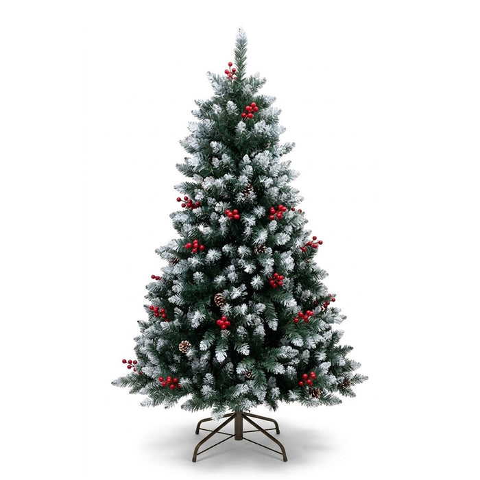 5' Frosted Artificial Christmas Tree with Red Berries & Natural Pinecones | Wholesale