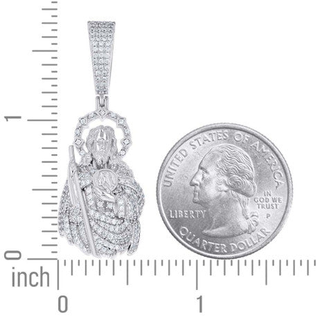 925 Sterling Silver Moissanite St. Jude Pendant