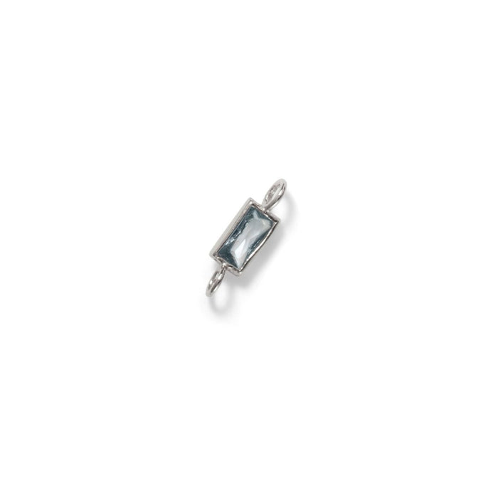 Baguette Connector, Blue, Sterling Silver