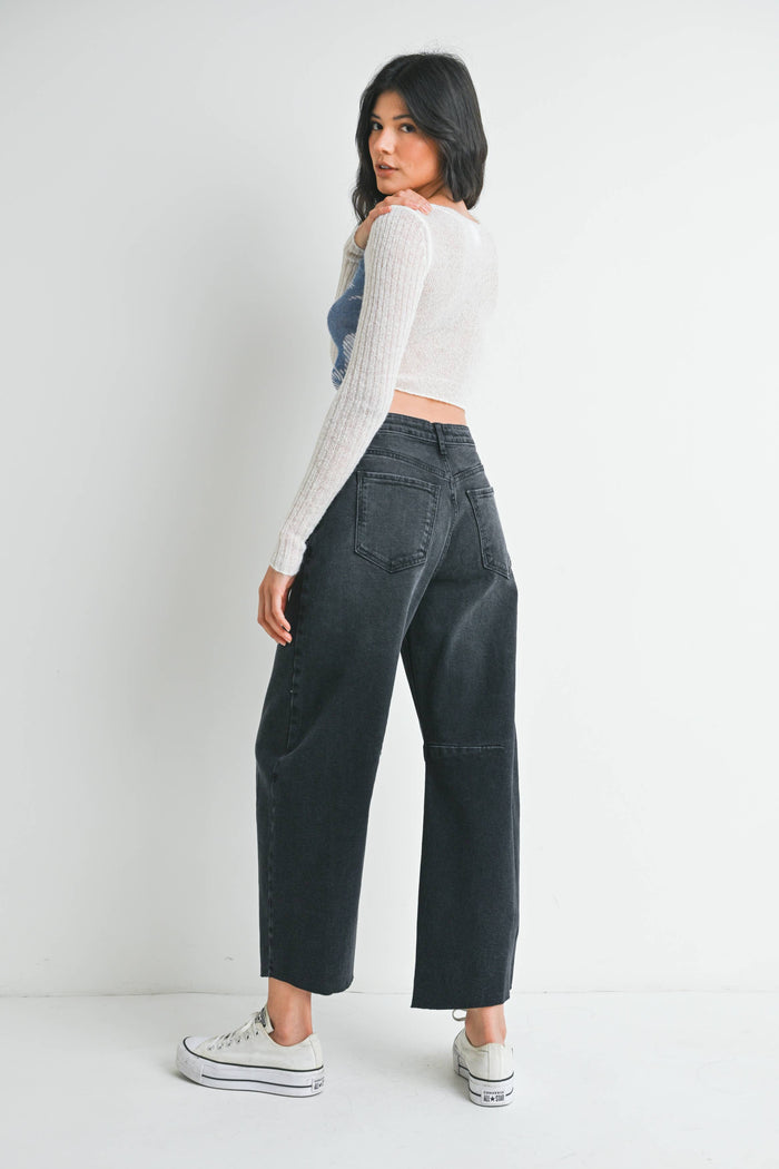 Barrel Jean w/ Seams - Black Wash - BP473J