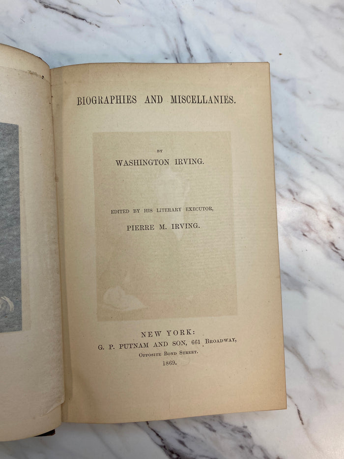 Biographies and Miscellanies Book by Washington Irving.