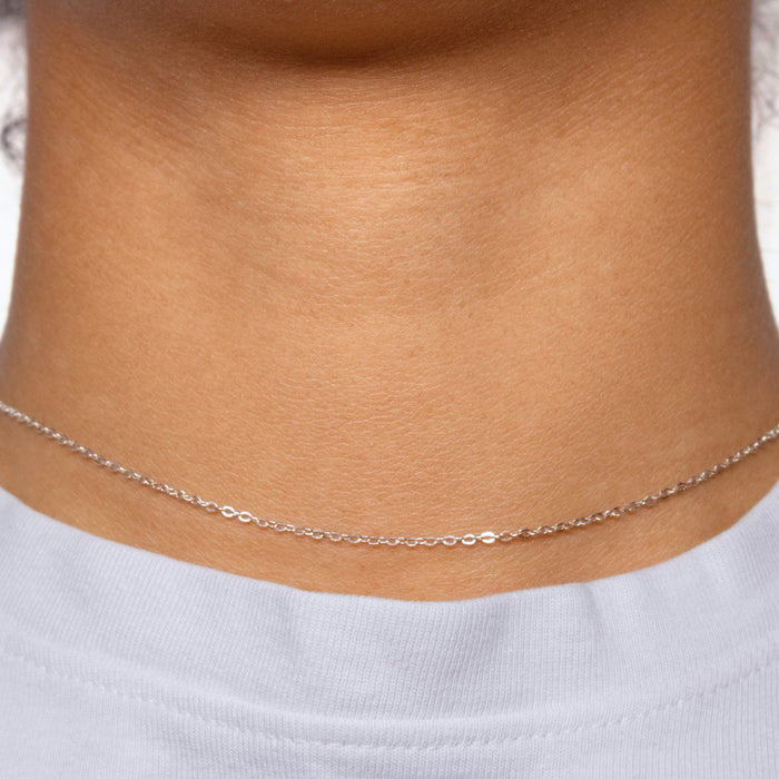 Cable Chain, 14k Solid White Gold by the Inch