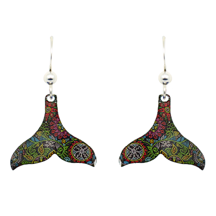 Caribbean Whale Tail Earrings, sterling silver French Hooks, Item# 1564