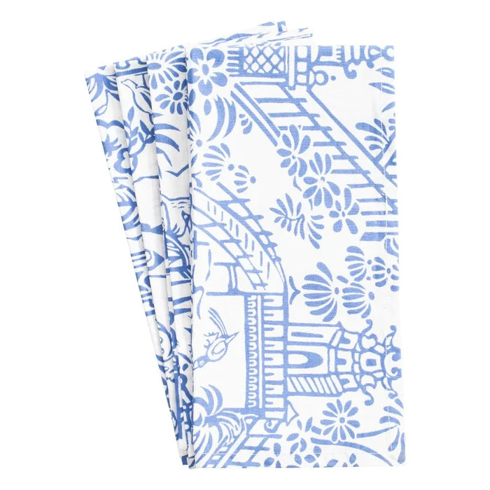 Caspari Cotton Dinner Napkins - Pagoda Toile.