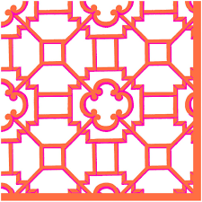 Caspari Garden Trellis Fuchia and Orange Apron.
