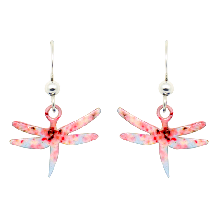 Cherry Blossoms Dragonfly Earrings, sterling silver French hooks, Item# 2055