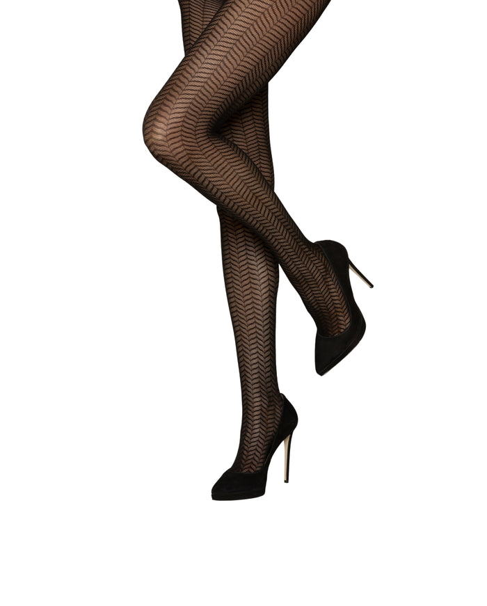 Chevron black design tights by Charnos