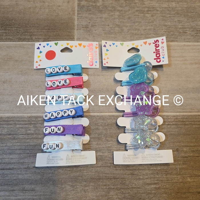 Claire's Hair Bundle - 1 Pack of Hair Ties, 1 Pack of Hair Clips