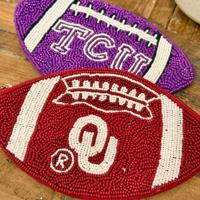 Collegiate Football Beaded Bag