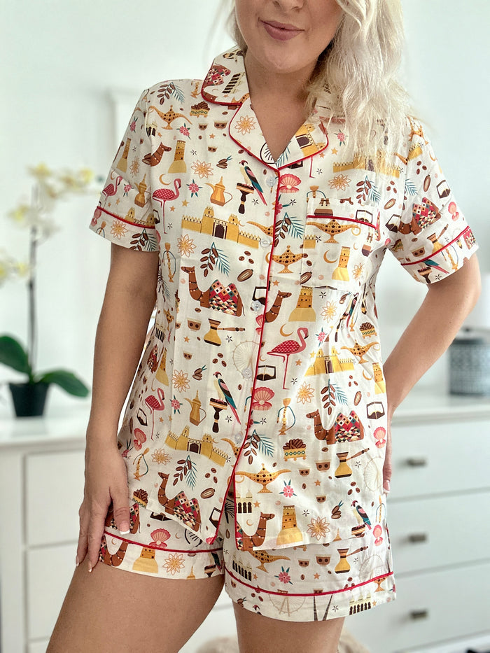 Cotton 'Desert Luxe' Pyjama set with elastic bottoms - Short and long sets