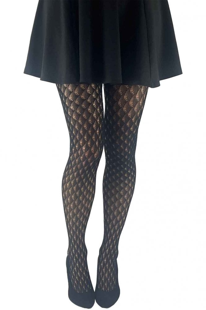 Gipsy Black Crotchet Fan Tights on a white background