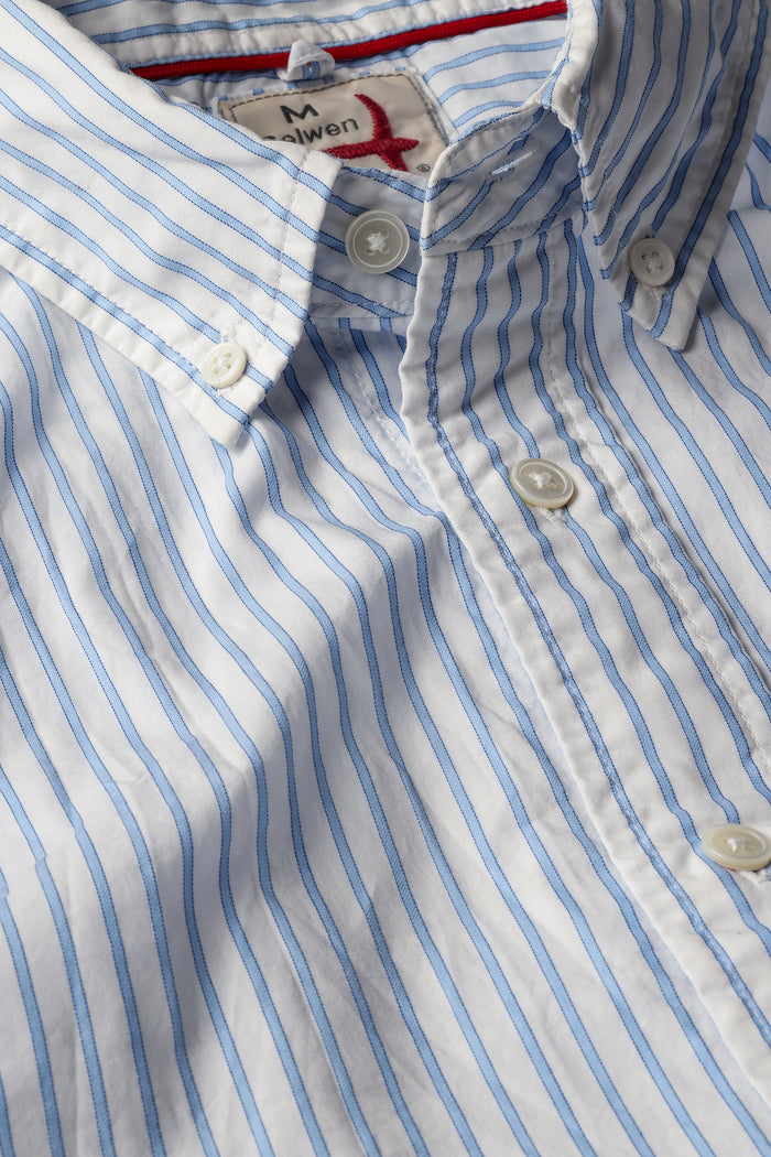Dress Blues - White with Blue Dobby Stripe