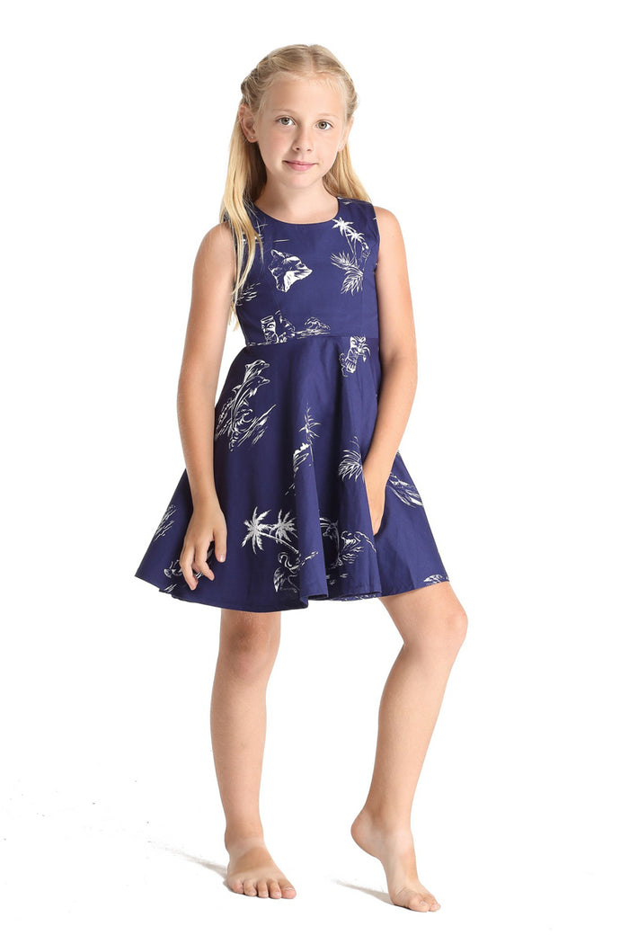 Father Daughter Set in Classic Map Navy