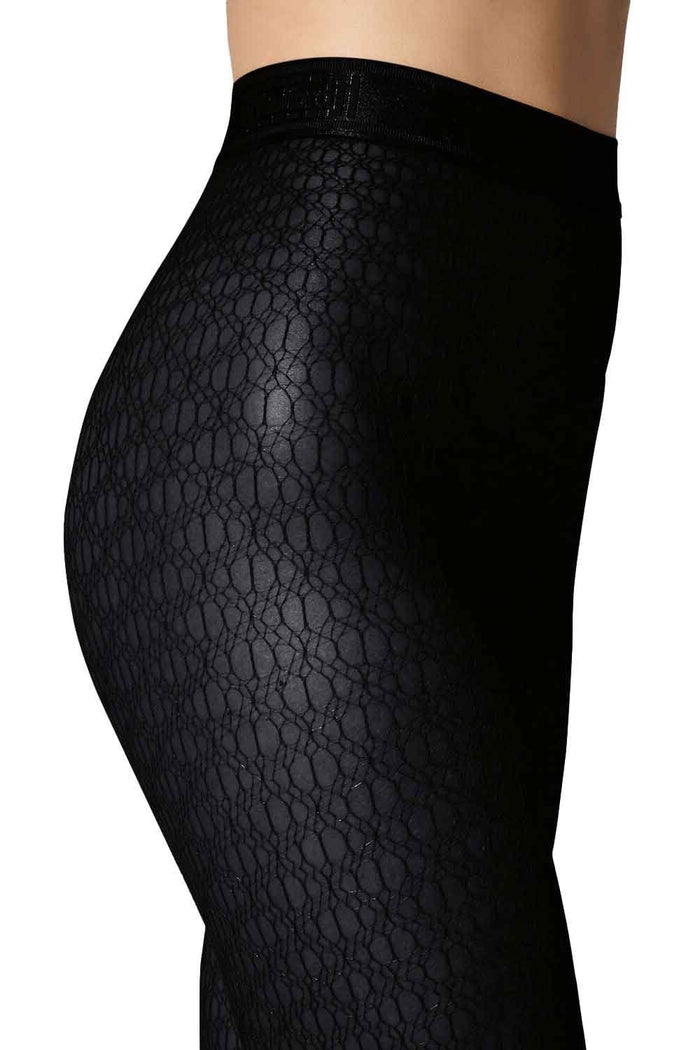 Black textured tights on a white background