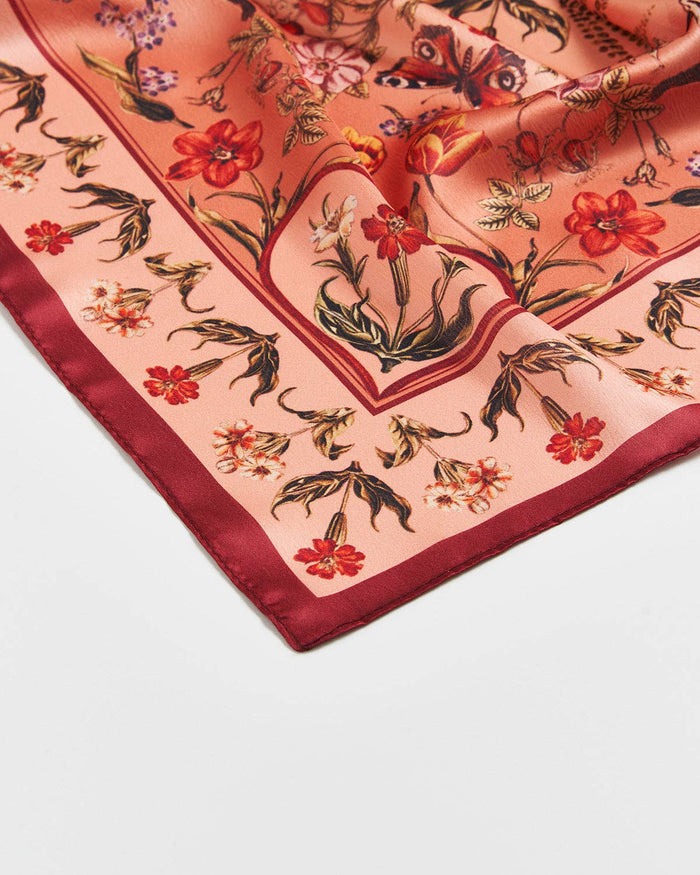 Folksy Fox Tales Peach Square Scarf