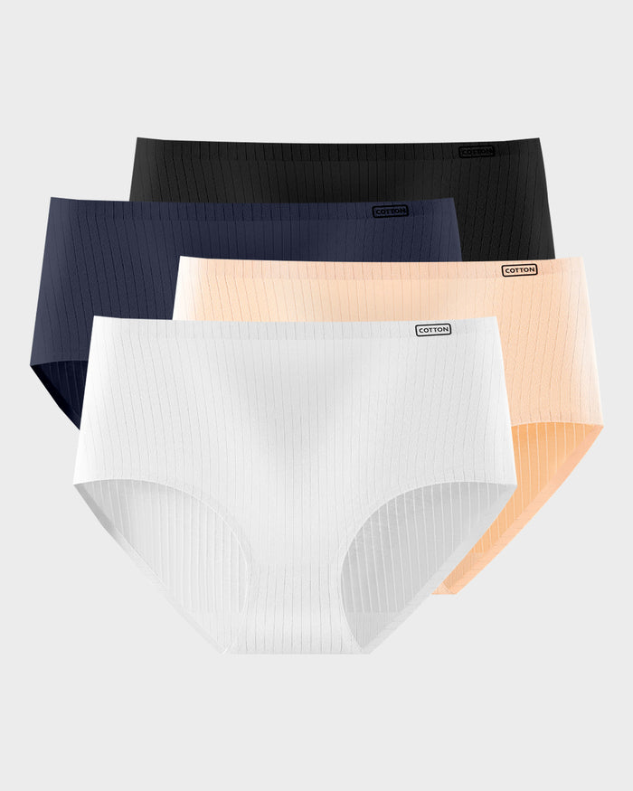 High-Waisted Cotton Seamless Lifting Briefs (4 Pack)