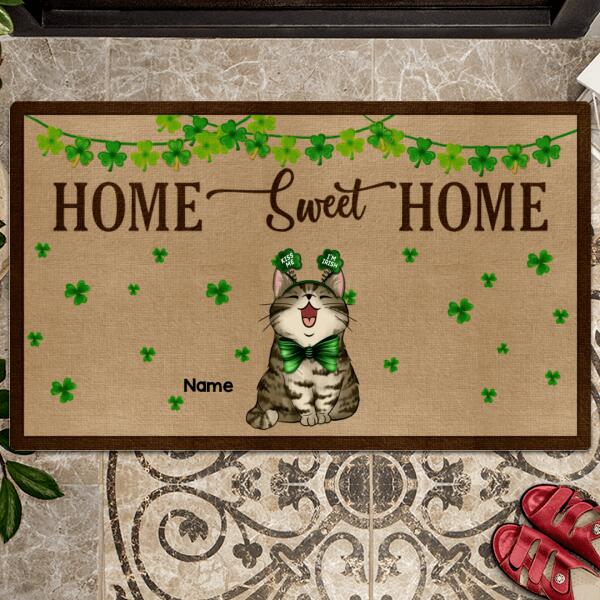 Home Sweet Home, Shamrock Doormat, Personalized Cat Breeds Doormat, St. Patrick Day Home Decor, Gifts For Cat Lovers