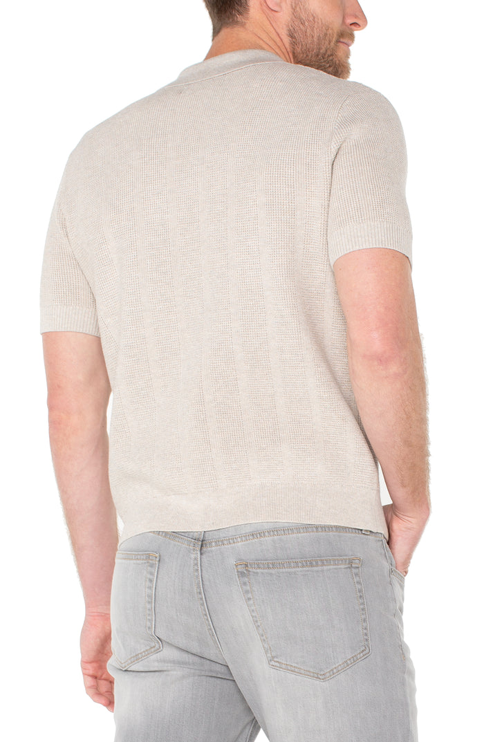 Johnny Collar Sweater Polo in Oatmeal - Madison's Niche