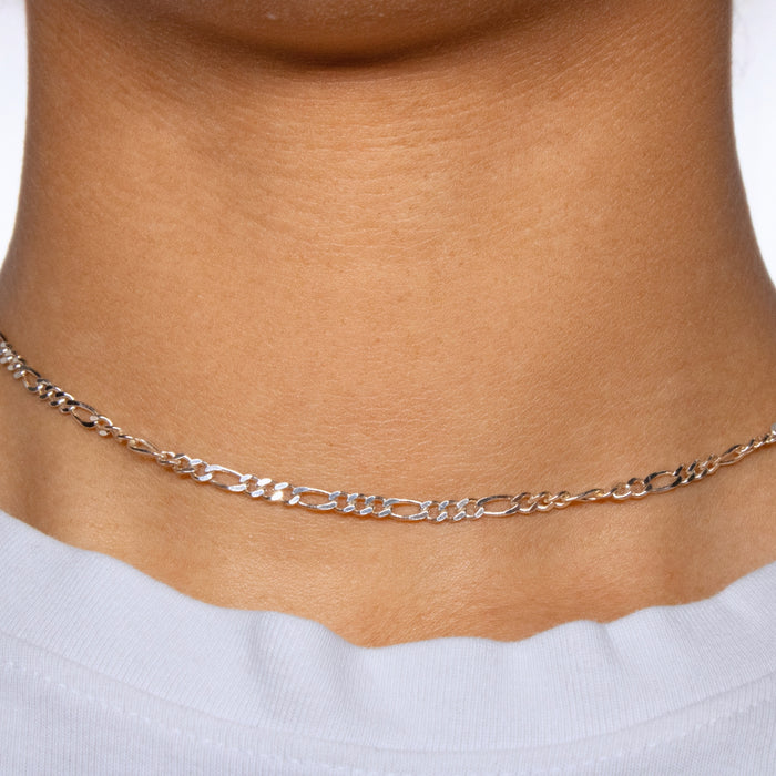 Large Figaro Chain, Sterling Silver By the Bracelet