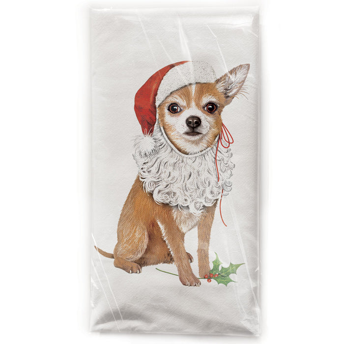 Mary Lake-Thompson Chihuahua Santa Cotton Flour Sack Dish Towel