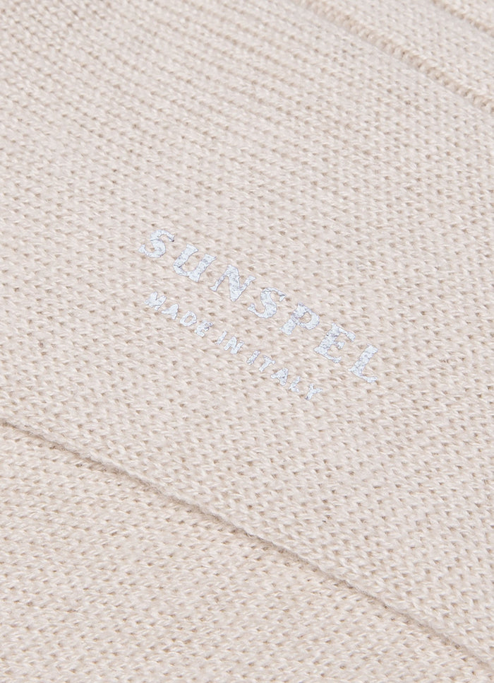 Men's Cashmere Ribbed Socks in Natural