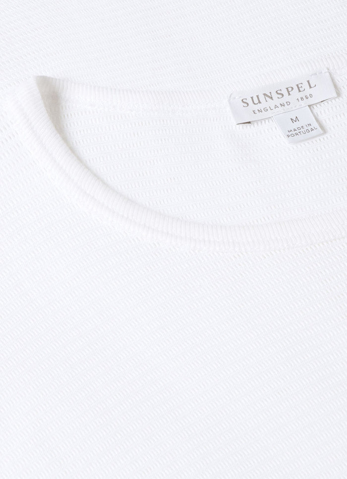 Men's Cellular Cotton Underwear T-shirt in White