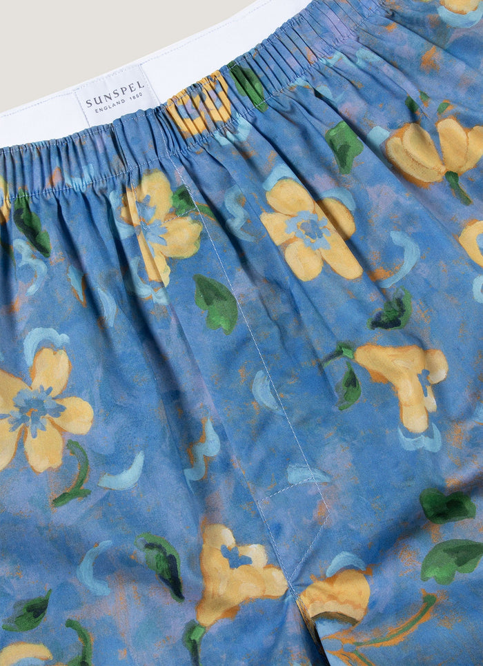 Men's Classic Boxer Short in Liberty Fabric in Blue Tulip