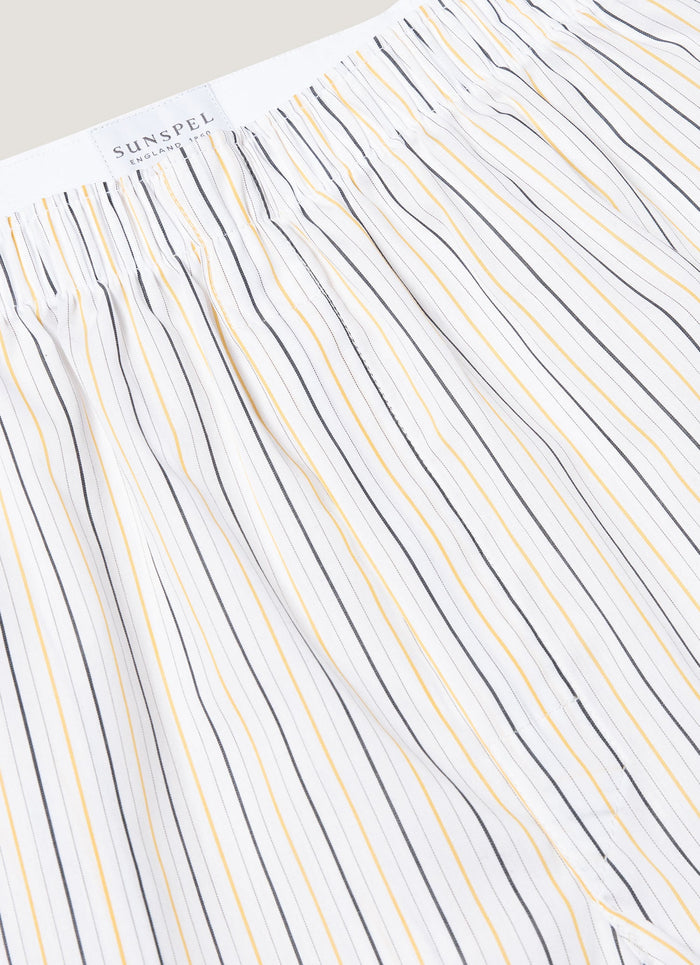Men's Classic Boxer Short in White/Blue/Yellow