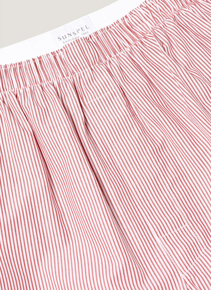 Men's Classic Boxer Short in White/Red Pinstripe