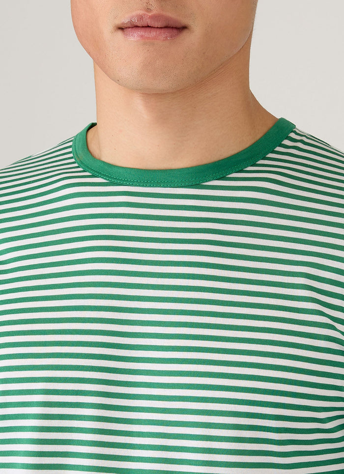 Men's Classic T-shirt in White/Bright Green English Stripe