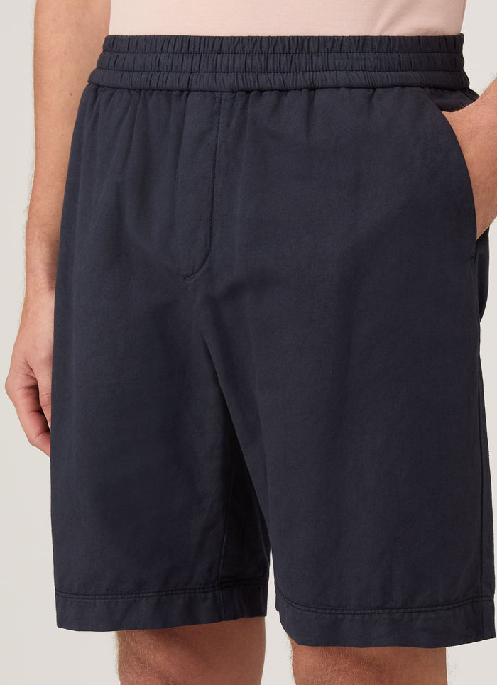 Men's Cotton Linen Drawstring Shorts in Navy