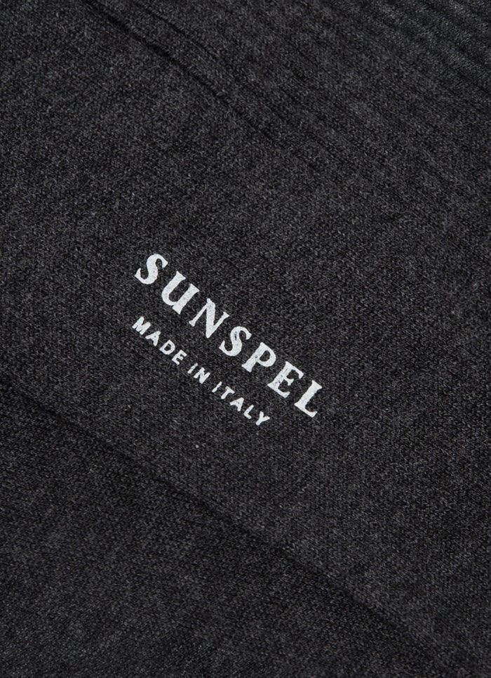Men's Cotton Ribbed Socks in Charcoal Melange
