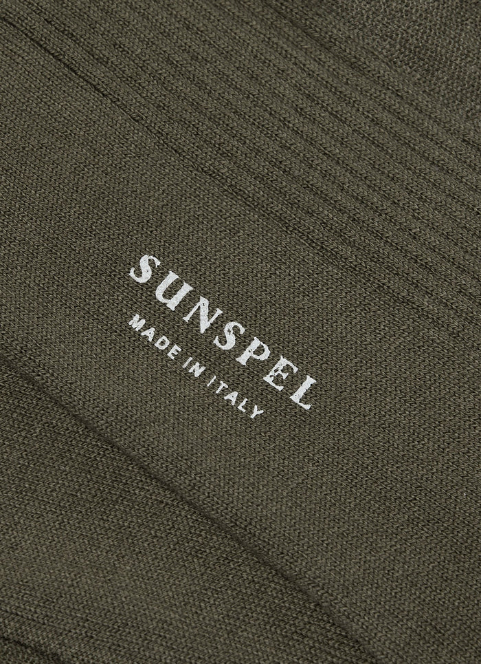 Men's Cotton Ribbed Socks in Khaki