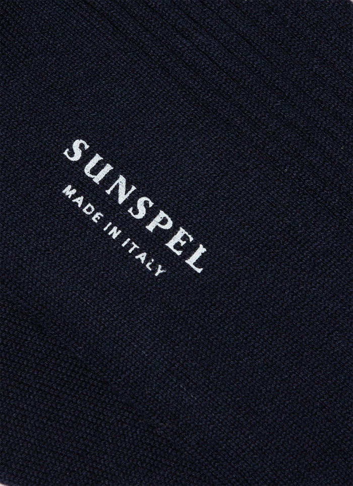 Men's Cotton Ribbed Socks in Navy