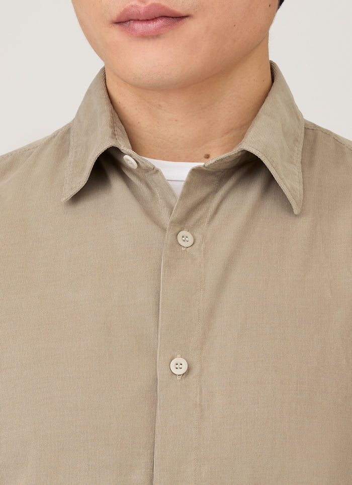 Men's Fine Cord Shirt in Fog