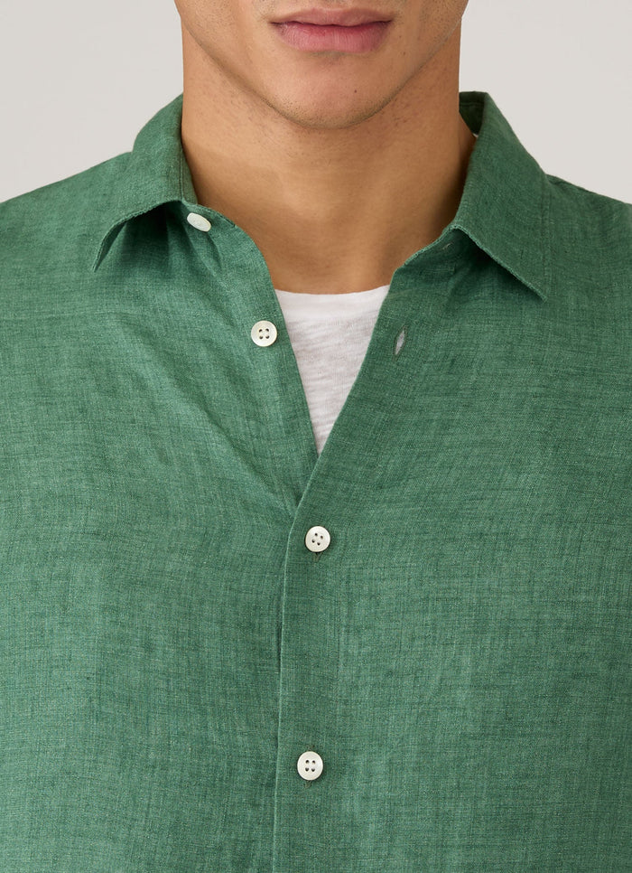 Men's Linen Shirt in Bright Green