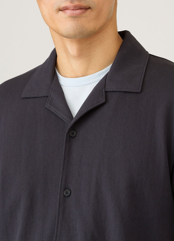 Men's Riviera Camp Collar Shirt in Navy