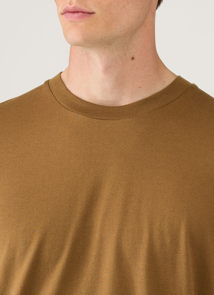 Men's Silk Cotton Cashmere T-shirt in Walnut