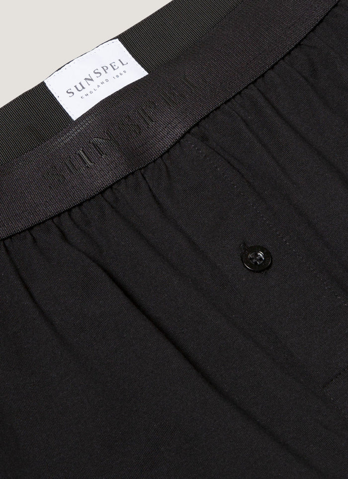 Men's Superfine Cotton One-Button Boxer Short in Black