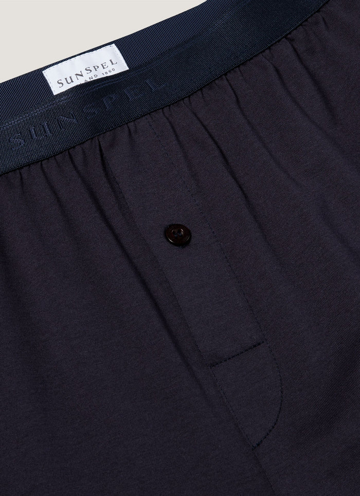 Men's Superfine Cotton One-Button Boxer Short in Navy