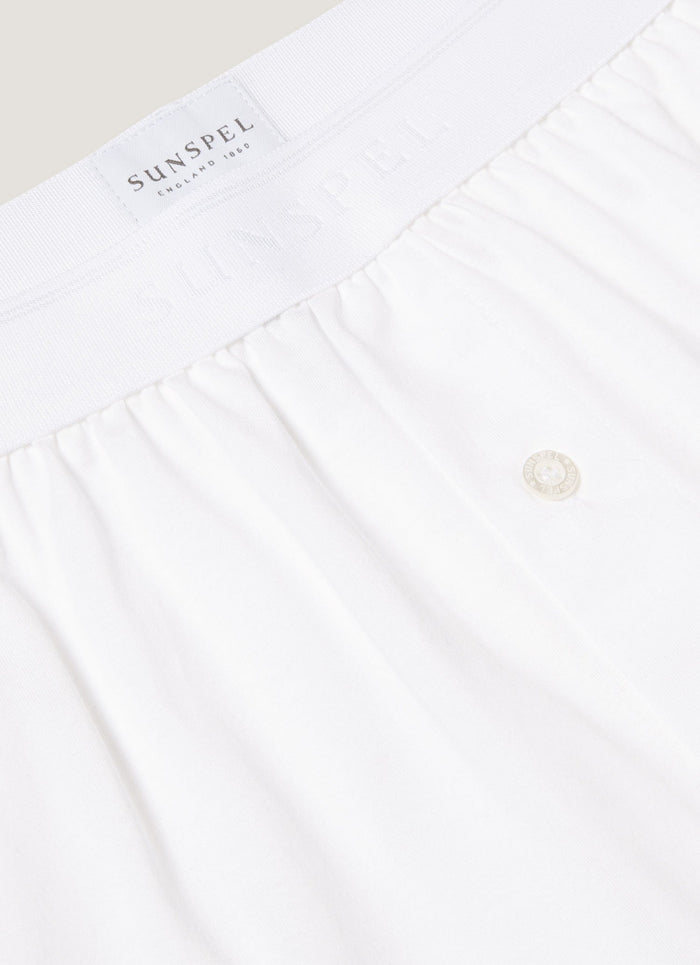 Men's Superfine Cotton One-Button Boxer Short in White