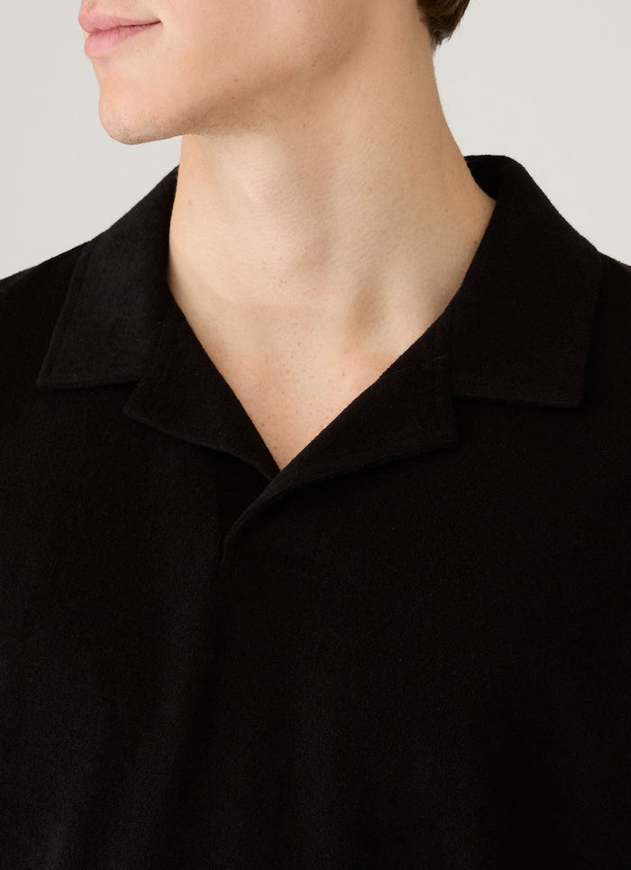 Men's Towelling Polo Shirt in Black