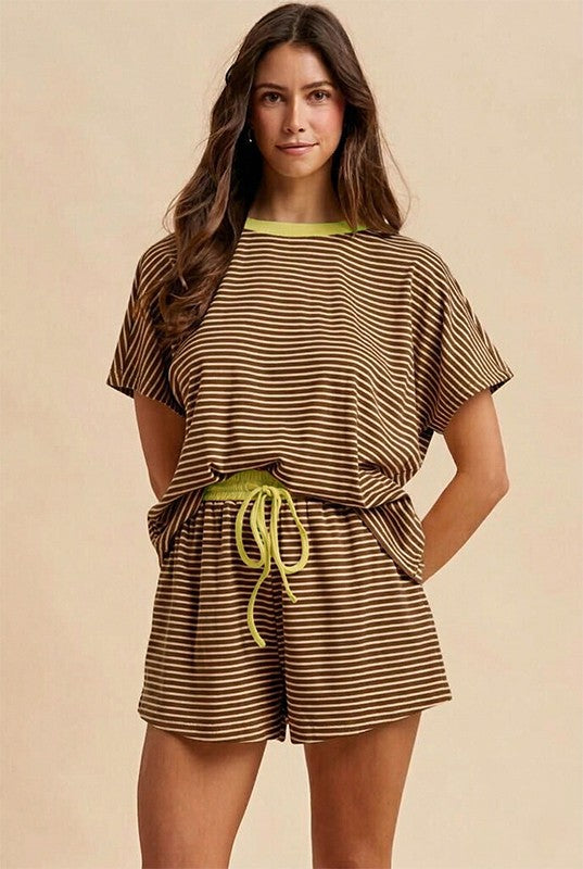 Mocha/Gold Striped Knit Top