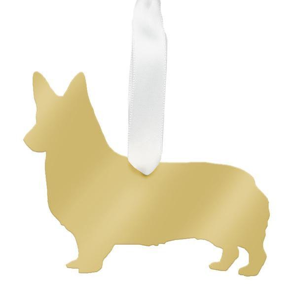 Moon & Lola Mirrored Gold Ornament - Corgi.