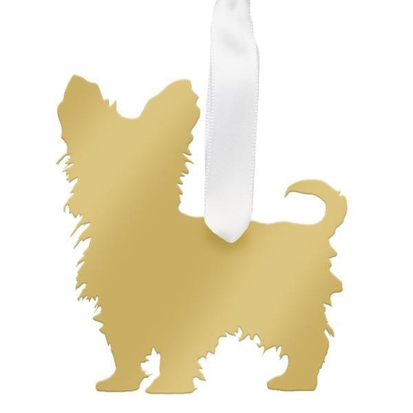 Moon & Lola Mirrored Gold Ornament - Yorkshire Terrier.