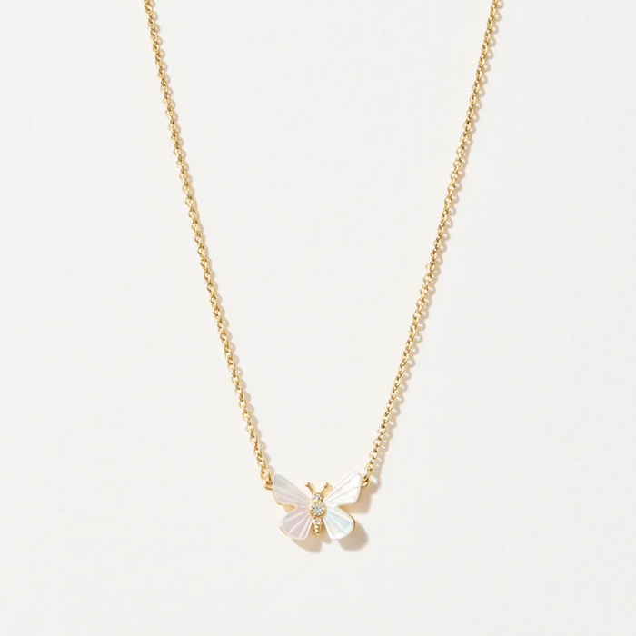 Mother of Pearl Monarch Necklace in Gold