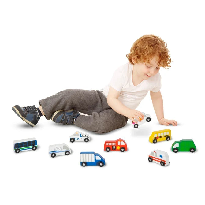 *NEW* Melissa & Doug Wooden Town Vehicles Set