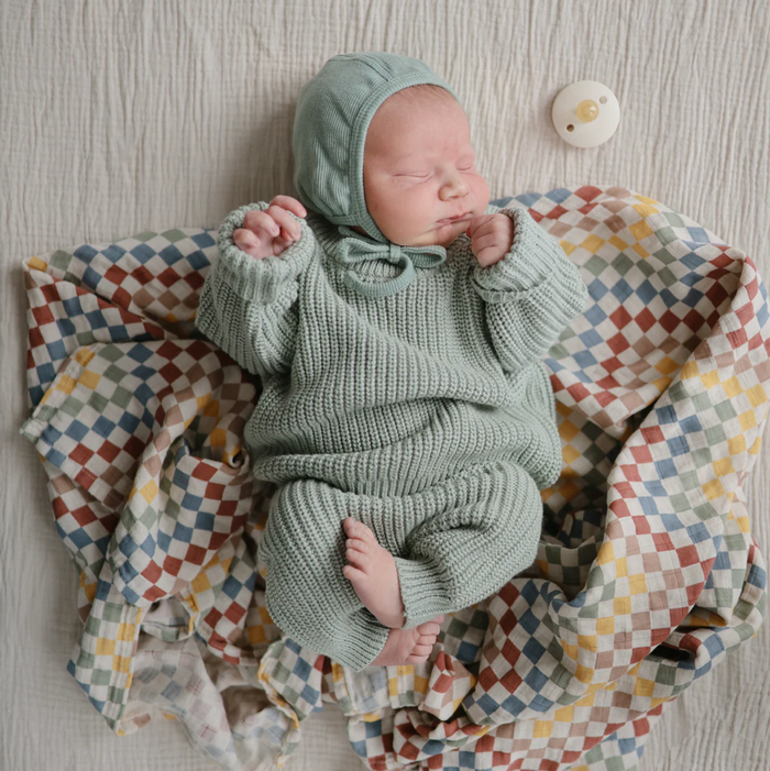 ORGANIC COTTON MUSLIN SWADDLE-RETRO CHECK