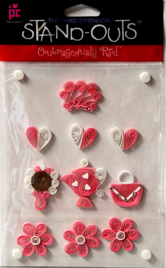 Provo Craft Stand-Outs Princess Pink Quilled Dimensional Scrapbook Stickers - SCRAPBOOKFARE