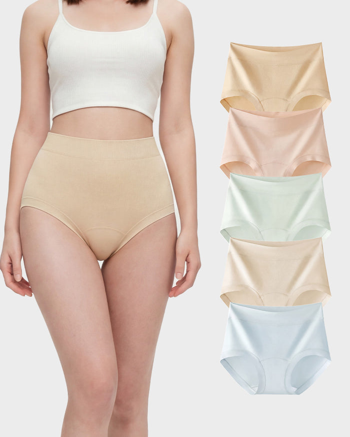 Seamless High-Waist Full Coverage Cotton Panty(5 pack)